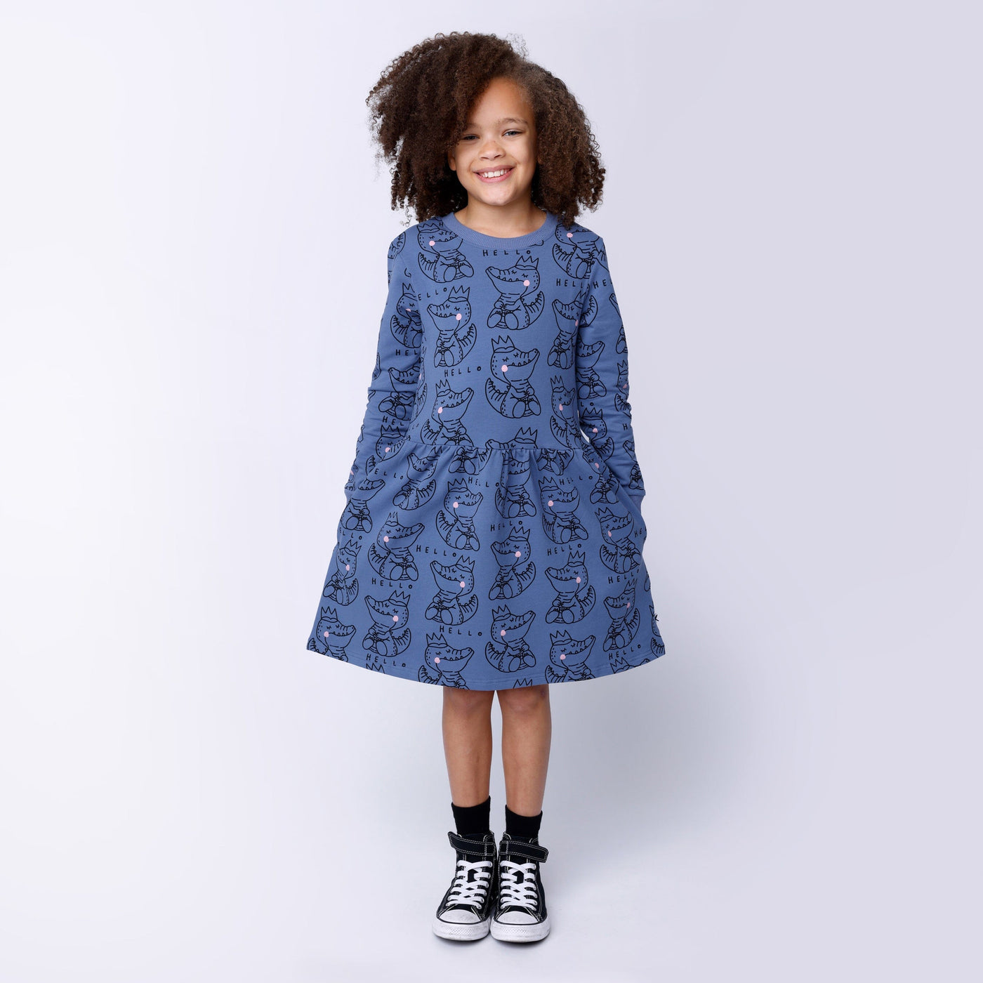 Minti Crown Crocs Dress - Dark Cornflower Long Sleeve Dress Minti 