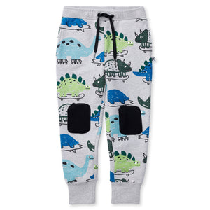 Minti Dino Rollers Furry Trackies - Grey Marle