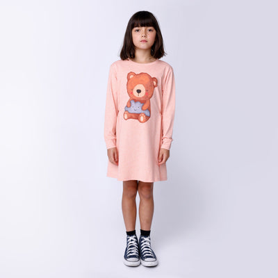 Minti Dreamy Teddy Dress - Apricot Marle Long Sleeve Dress Minti 