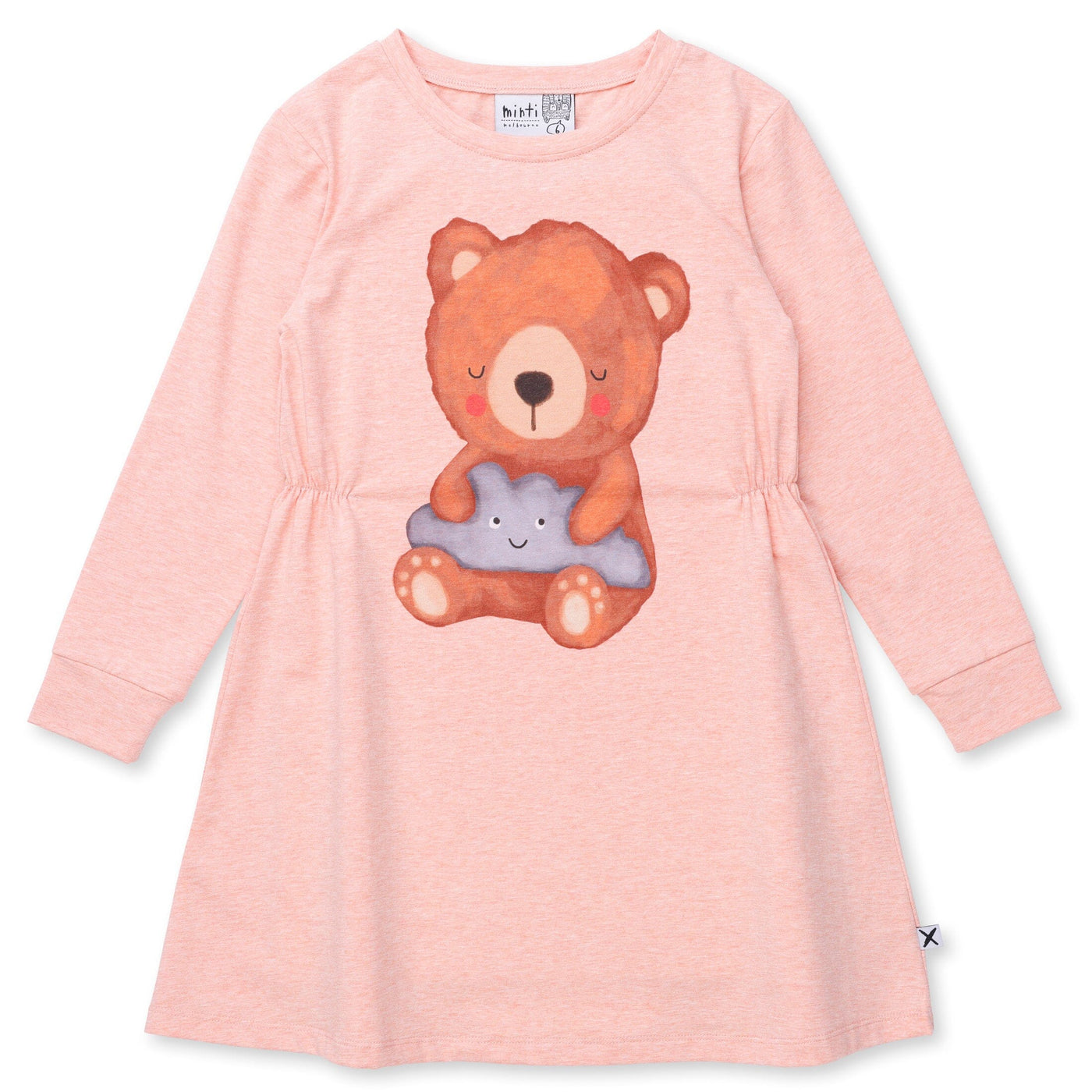 Minti Dreamy Teddy Dress - Apricot Marle Long Sleeve Dress Minti 