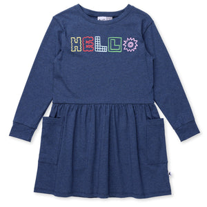 Minti Fancy Hello Dress - Dark Blue Marle