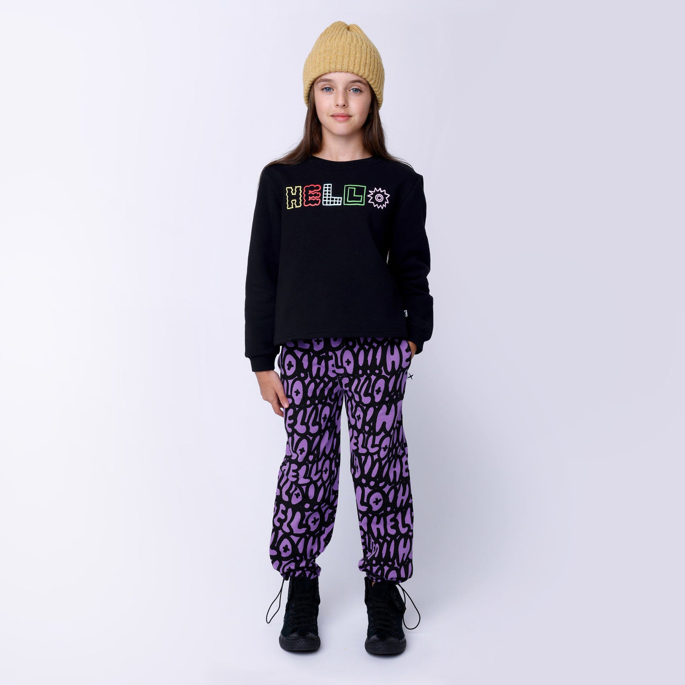 Minti Fancy Hello Furry Crew - Black Jumper Minti 