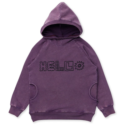 Minti Fancy Hello Hood - Muted Purple Wash Hoodie Minti 