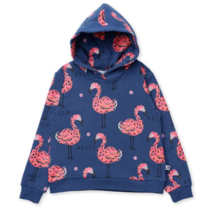 Minti Flamingo Party Furry Hood - Navy