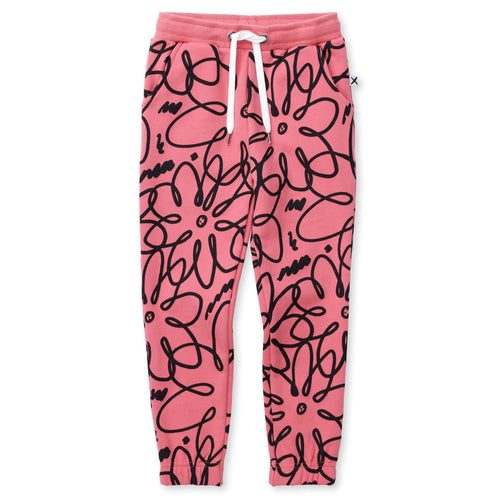Minti Flower Outline Furry Trackies - Rose