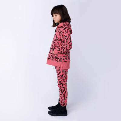 Minti Flower Outline Furry Trackies - Rose Trackpants Minti 