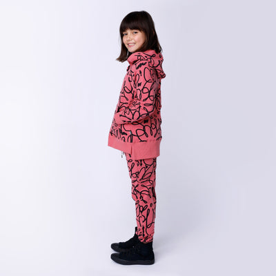 Minti Flower Outline Furry Zip Up - Rose Zip-Up Minti 
