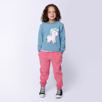 Minti Flower Unicorn Crew - Muted Green Jumper Minti 