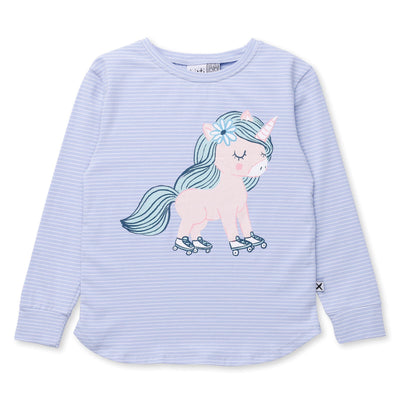 Minti Flower Unicorn Tee - Cornflower Stripe Long Sleeve T-Shirt Minti 