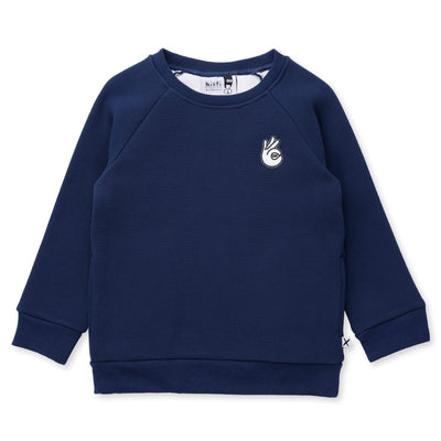 Minti Furry Waffle Crew - Navy Jumper Minti 