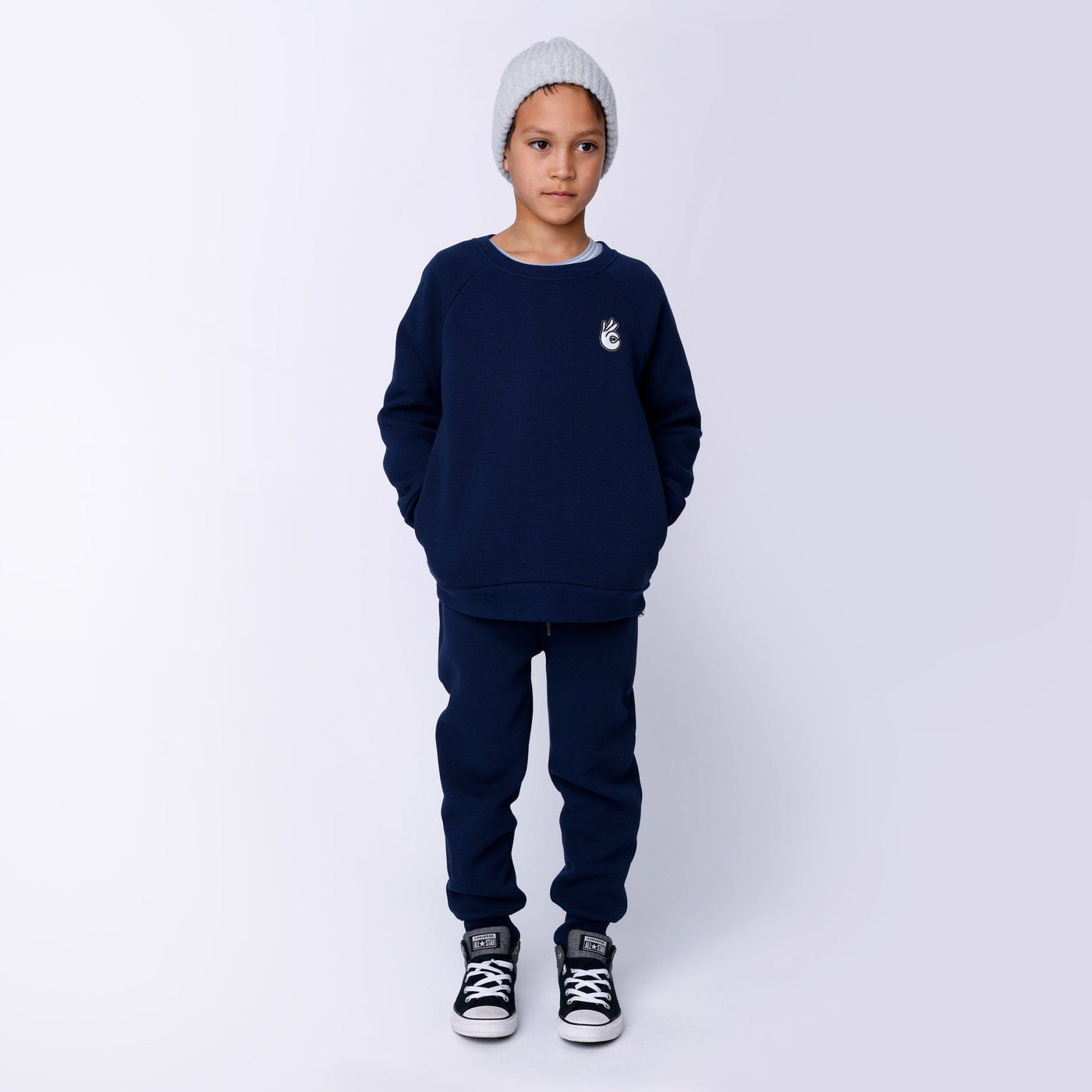 Minti Furry Waffle Crew - Navy Jumper Minti 