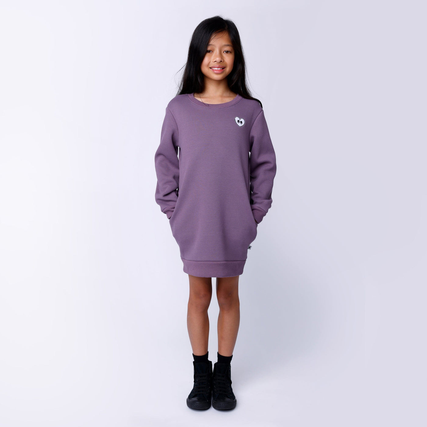 Minti Furry Waffle Dress - Lavender Long Sleeve Dress Minti 