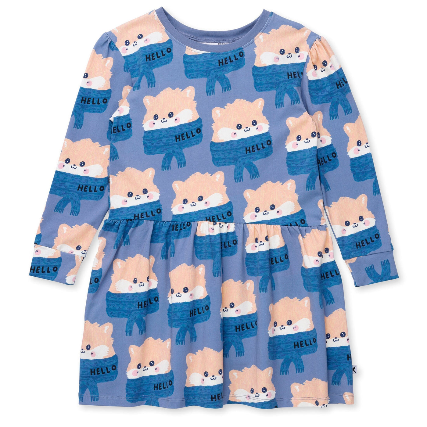 Minti Happy Hamsters Dress - Blue Long Sleeve Dress Minti 