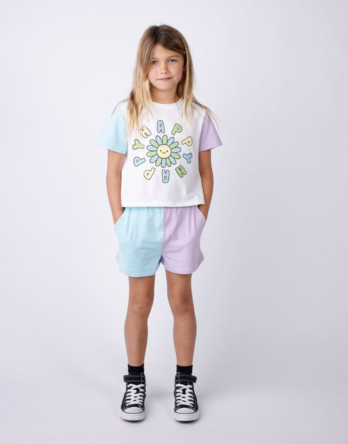 Minti - Happy Happy Cropped Tee | White/Multi - PREORDER