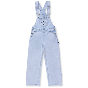 Minti Happy Heart Denim Overalls - Blue Denim