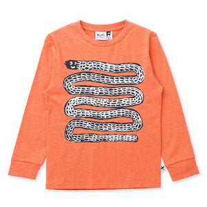 Minti Happy Snake Tee - Orange Marle