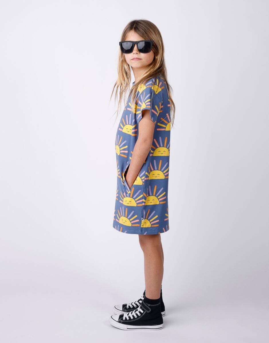 Minti - Happy Sunrise Dress | Blue Short Sleeve Dress Minti 