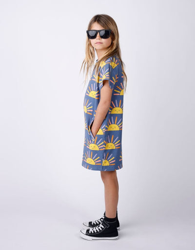 Minti - Happy Sunrise Dress | Blue Short Sleeve Dress Minti 