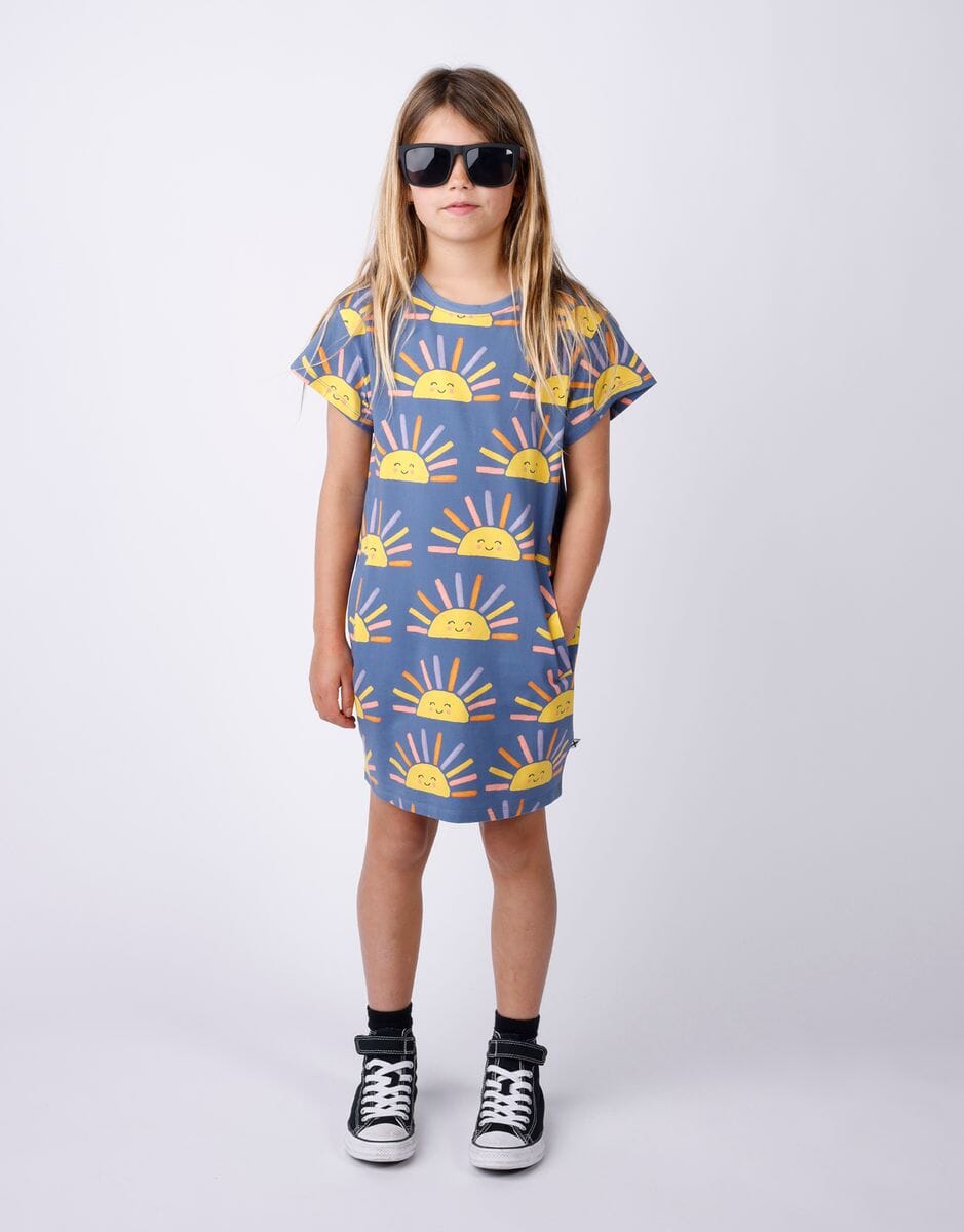Minti - Happy Sunrise Dress | Blue Short Sleeve Dress Minti 