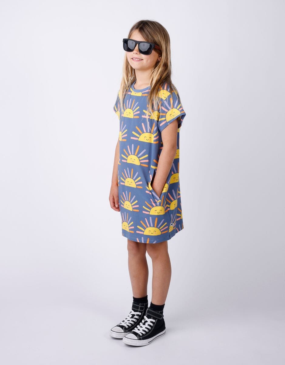 Minti - Happy Sunrise Dress | Blue Short Sleeve Dress Minti 