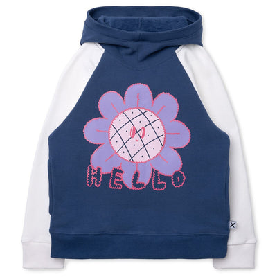 Minti Hello Bye Flower Furry Hood - Navy/Cream - PREORDER Hoodie Minti 