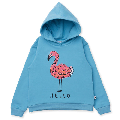 Minti Hello Flamingo Furry Hood - Aqua
