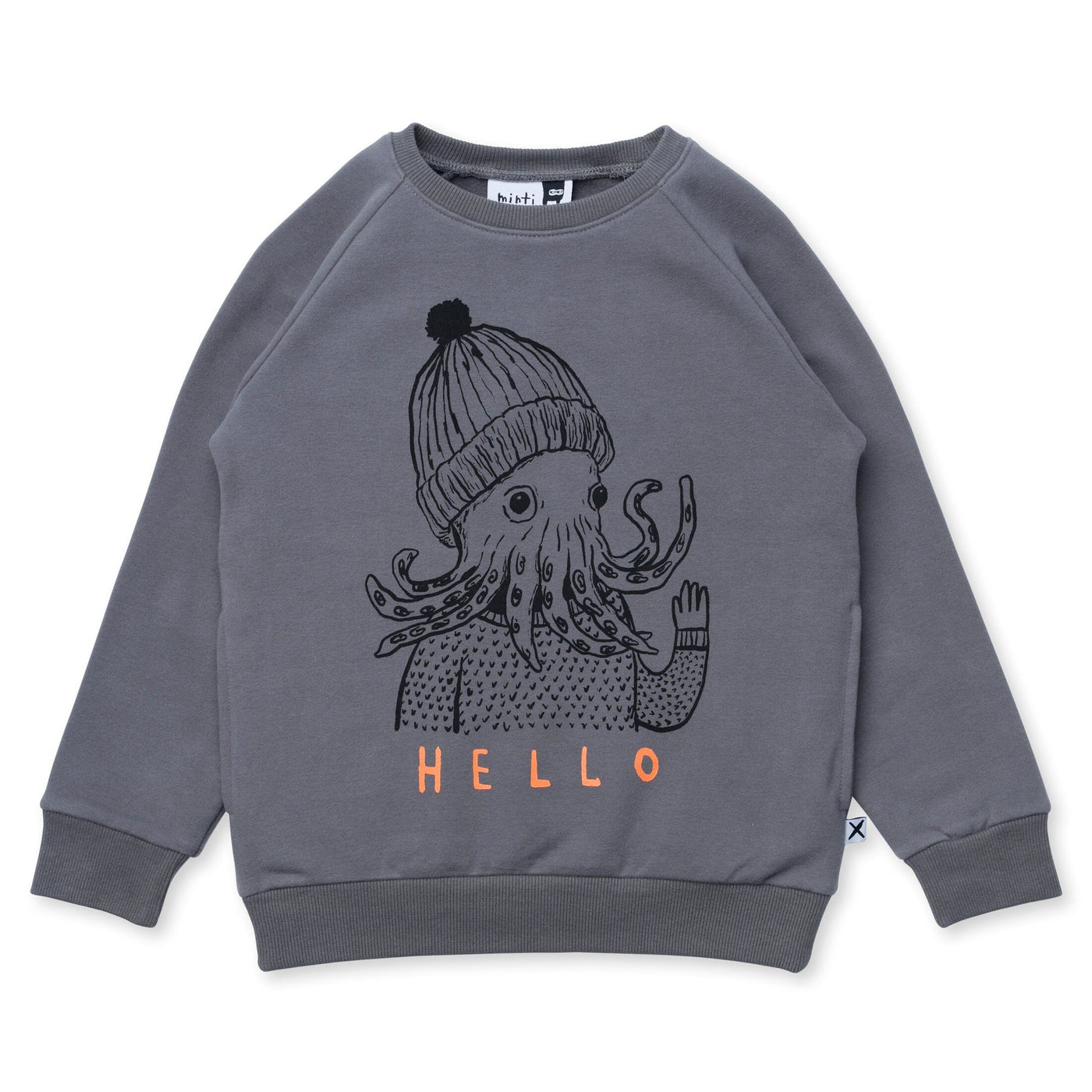 Minti Hello Octopus Furry Crew - Dark Grey Jumper Minti 