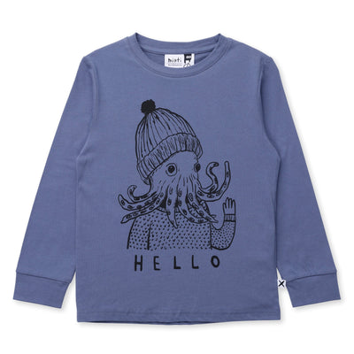 Minti Hello Octopus Tee - Midnight Long Sleeve T-Shirt Minti 
