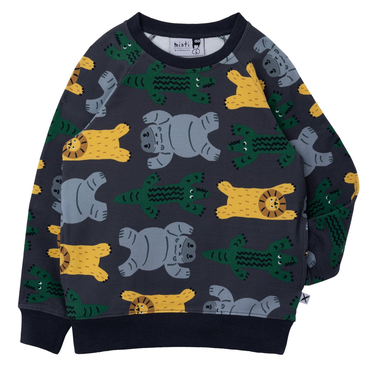 Minti Jungle Animals Crew - Dark Grey Jumper Minti 