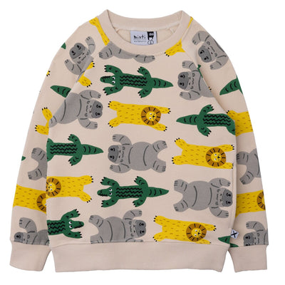 Minti Jungle Animals Furry Crew - Cream Jumper Minti 
