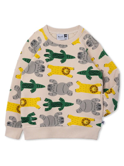 Minti Jungle Animals Furry Crew - Cream Jumper Minti 