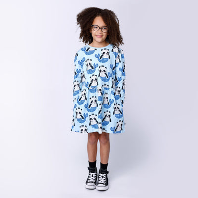 Minti Mer - Panda Dress - Blue Long Sleeve Dress Minti 