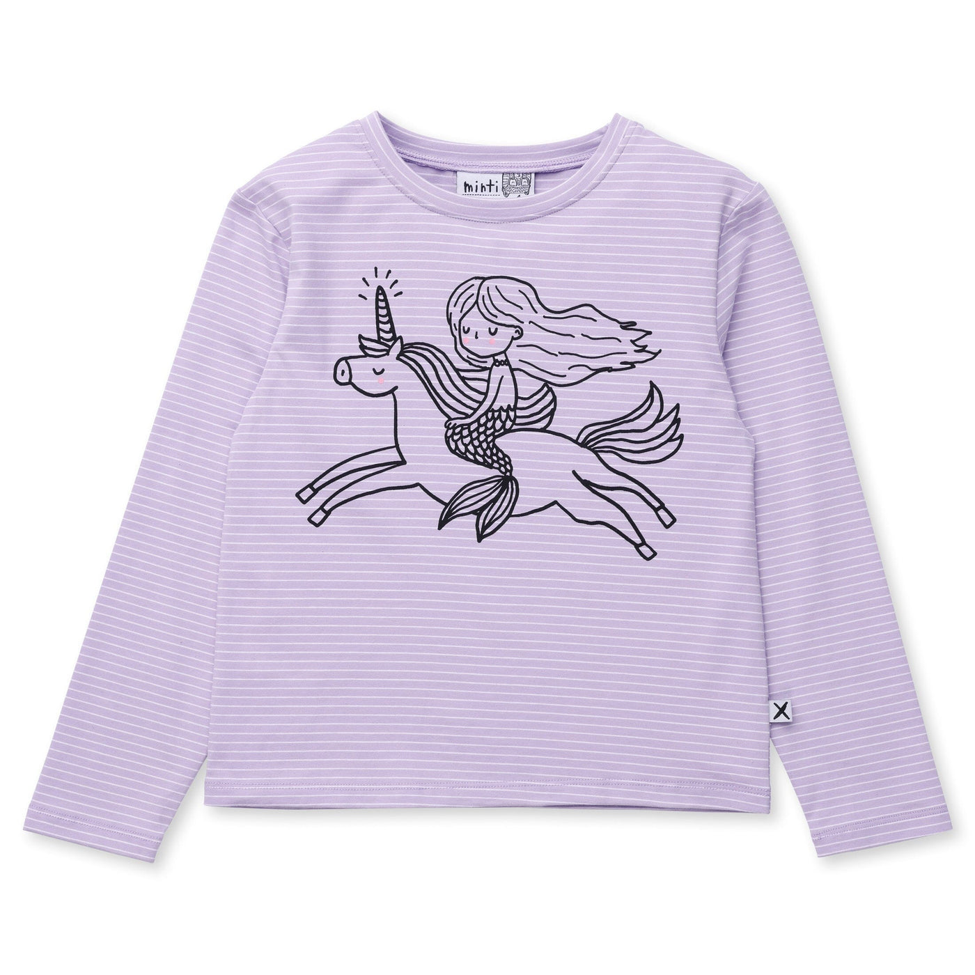 Minti Mermaid And Unicorn Tee - Lilac Stripe Long Sleeve T-Shirt Minti 