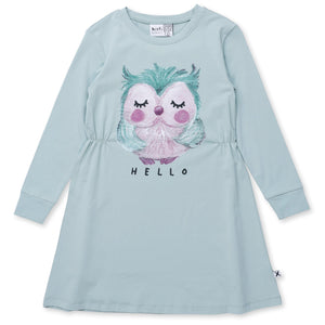 Minti Painted Owl Dress - Muted Green