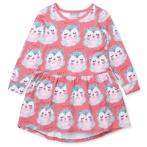 Minti Painted Owls Dress - Pink