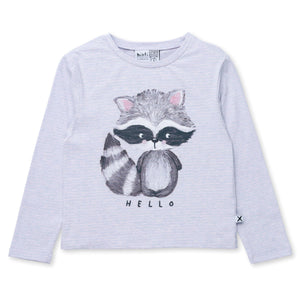 Minti Painted Raccoon Tee - Blue Marle Stripe