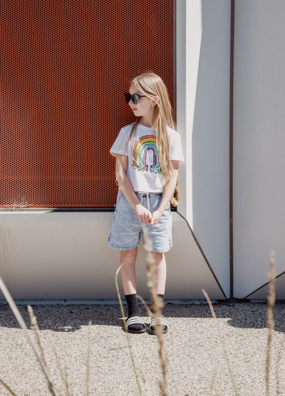 Minti - Painted Rainbow Cropped Tee | White - PREORDER Short Sleeve T-Shirt Minti 