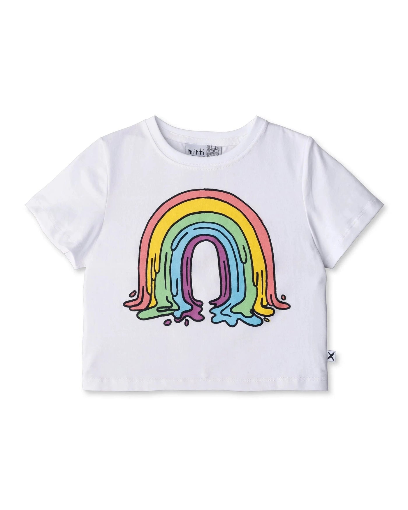 Minti - Painted Rainbow Cropped Tee | White - PREORDER Short Sleeve T-Shirt Minti 