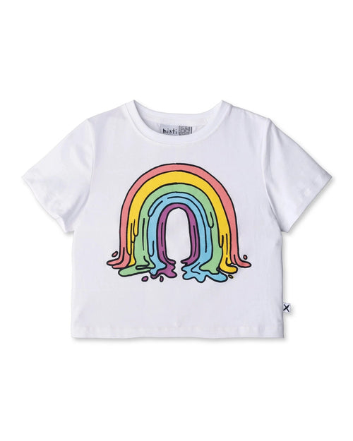 Minti - Painted Rainbow Cropped Tee | White - PREORDER