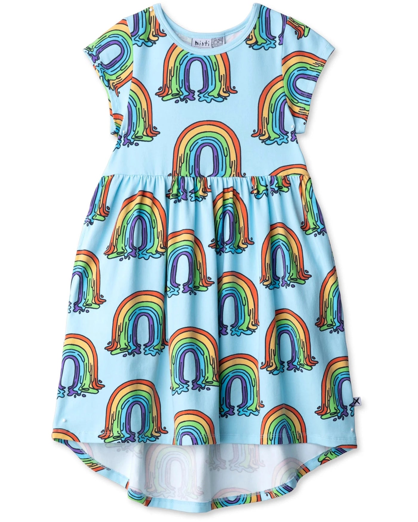 Minti - Painted Rainbow Dress | Aqua - PREORDER Short Sleeve Dress Minti 