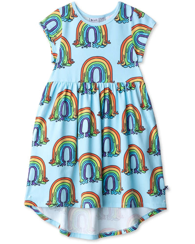 Minti - Painted Rainbow Dress | Aqua - PREORDER Short Sleeve Dress Minti 