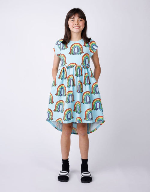 Minti - Painted Rainbow Dress | Aqua - PREORDER