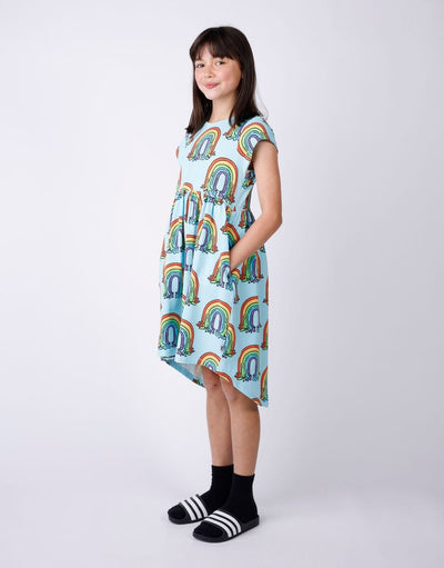 Minti - Painted Rainbow Dress | Aqua Short Sleeve Dress Minti 