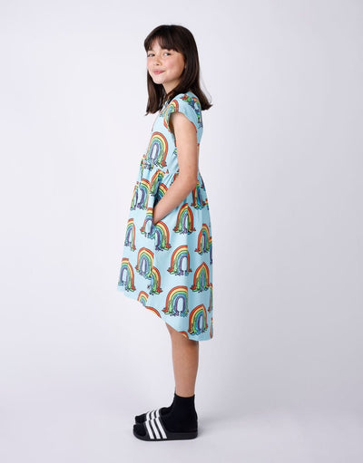 Minti - Painted Rainbow Dress | Aqua Short Sleeve Dress Minti 