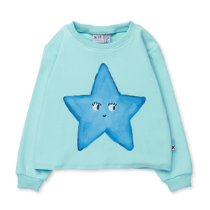 Minti Painted Star Crew - Light Turquoise