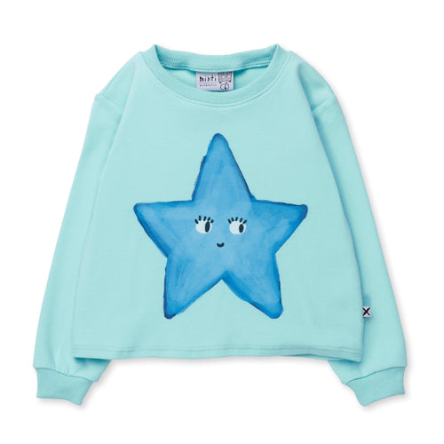 Minti Painted Star Crew - Light Turquoise