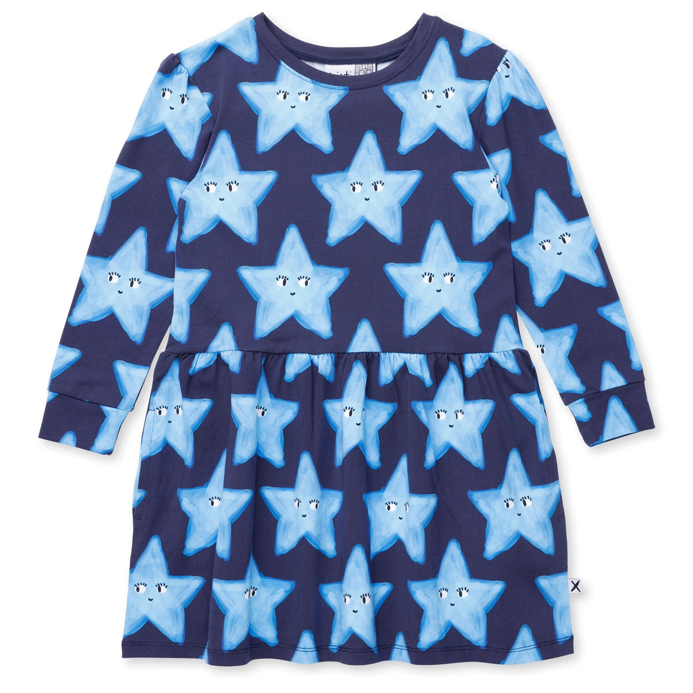 Minti Painted Star Dress - Dark Blue Long Sleeve Dress Minti 