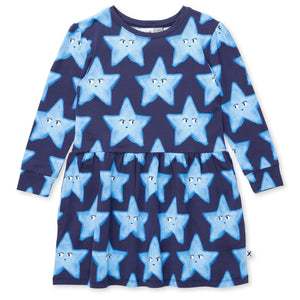 Minti Painted Star Dress - Dark Blue