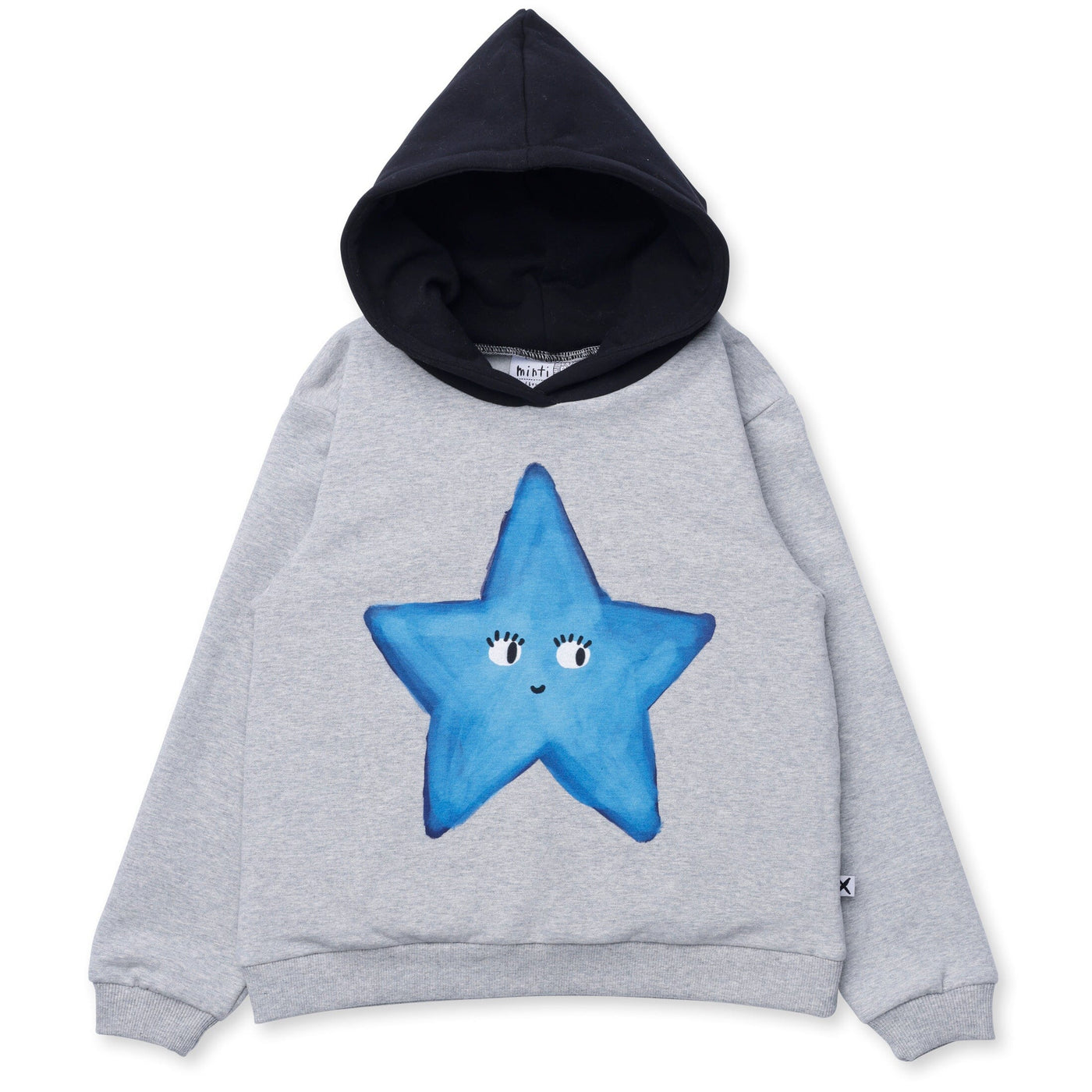 Minti Painted Star Furry Hood - Grey Marle/Black Hoodie Minti 