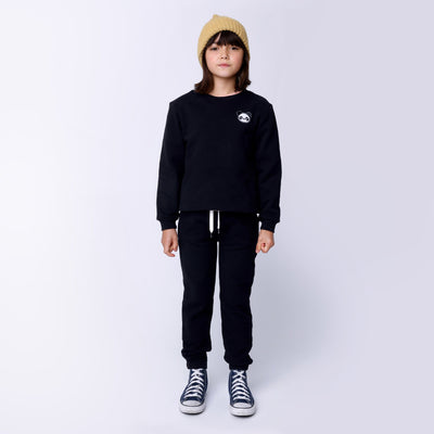 Minti Panda Patch Furry Crew - Black Jumper Minti 